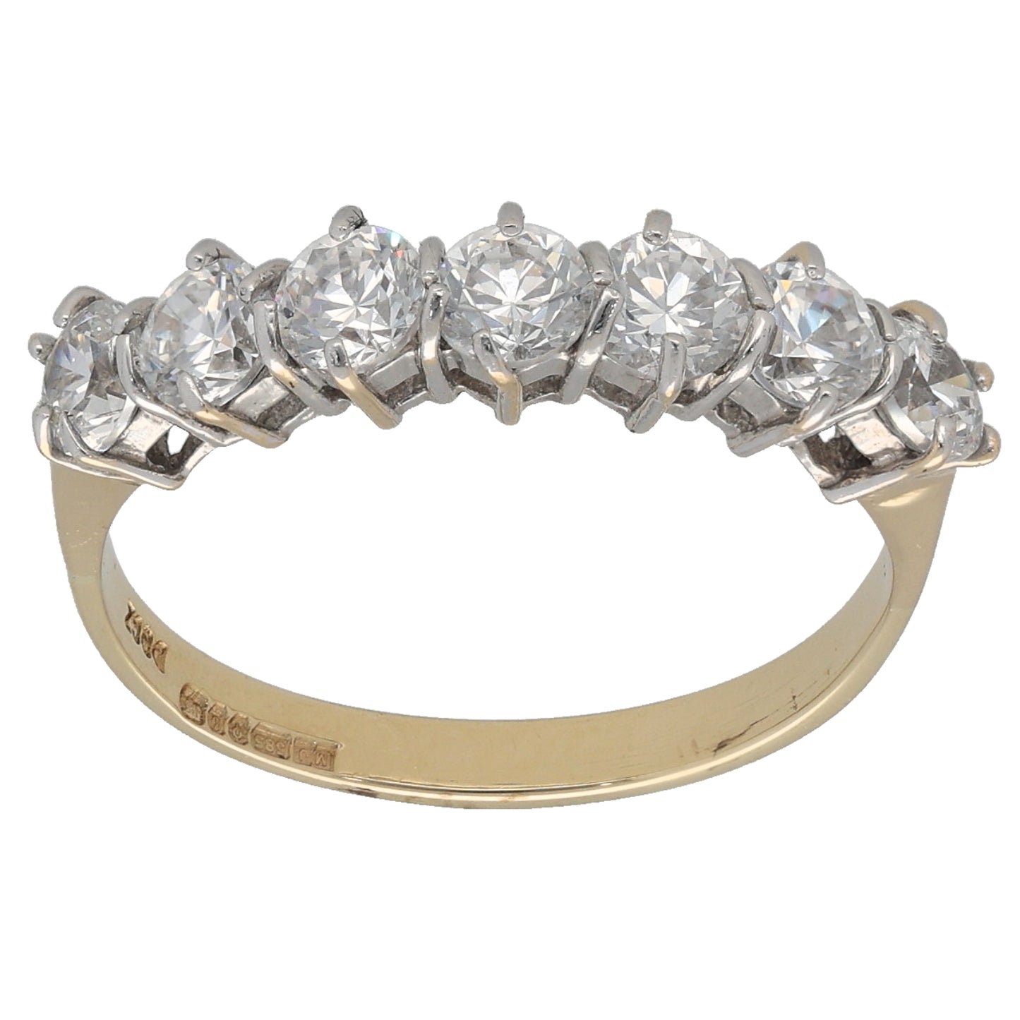 14ct Gold Cubic Zirconia Half Eternity Ring Size M