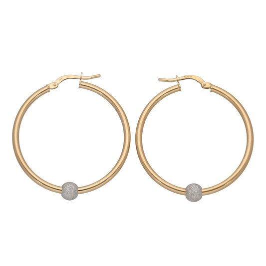 9ct Gold Glitter Ball Hoop Earrings