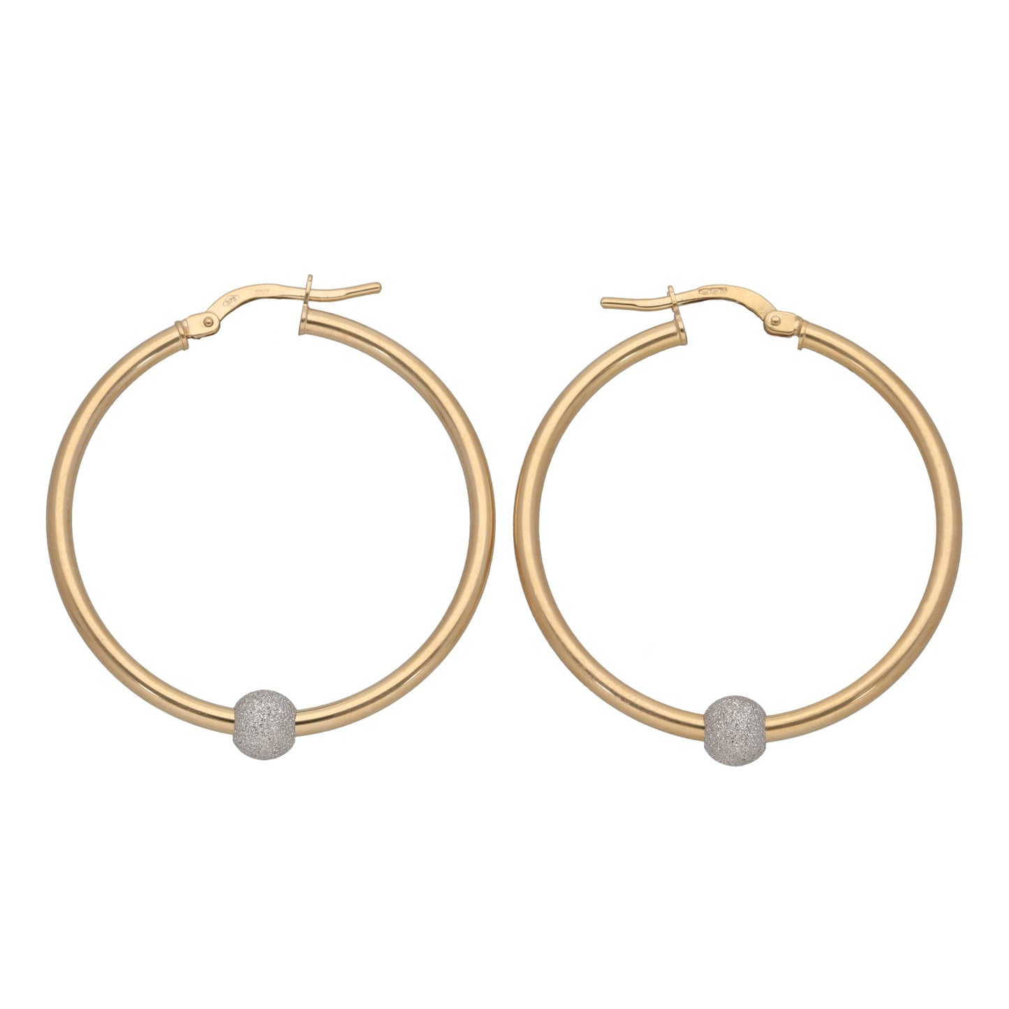 9ct Gold Glitter Ball Hoop Earrings