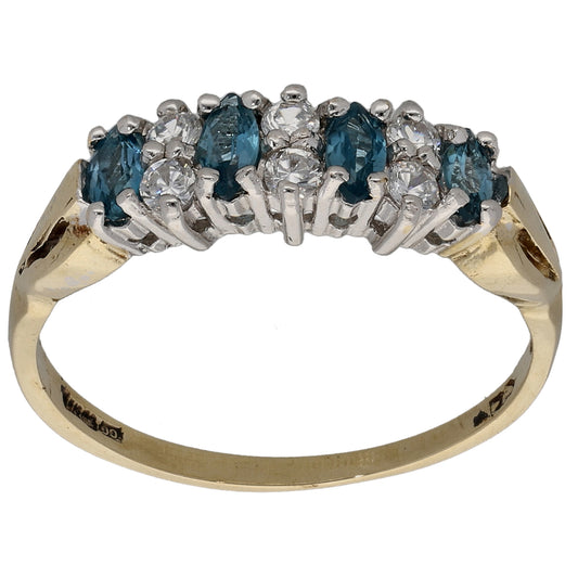 9ct Gold Topaz & Cubic Zirconia Half Eternity Ring Size P
