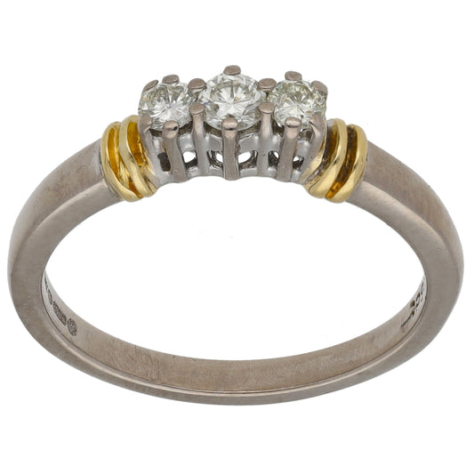 18ct White Gold 0.25ct Diamond Three Stone Ring Size N