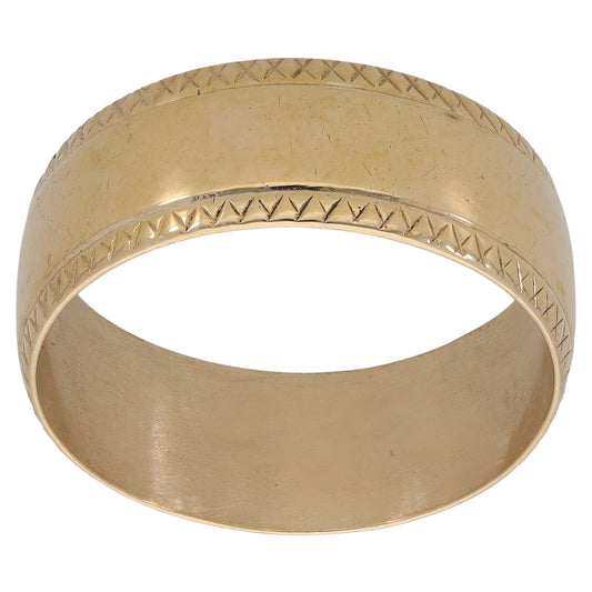 9ct Gold Patterned Wedding Ring Size Y