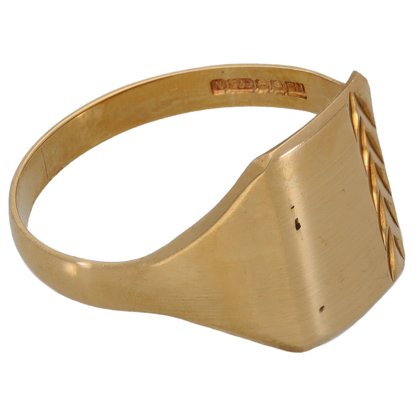 9ct Gold Patterned Signet Ring Size S