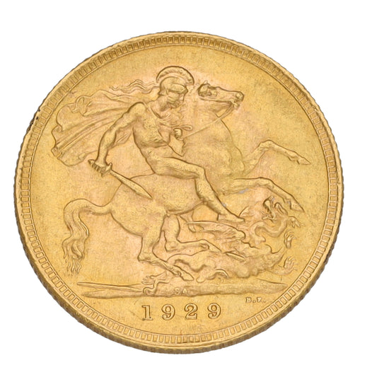 22ct Gold King George V Full Sovereign Coin 1929