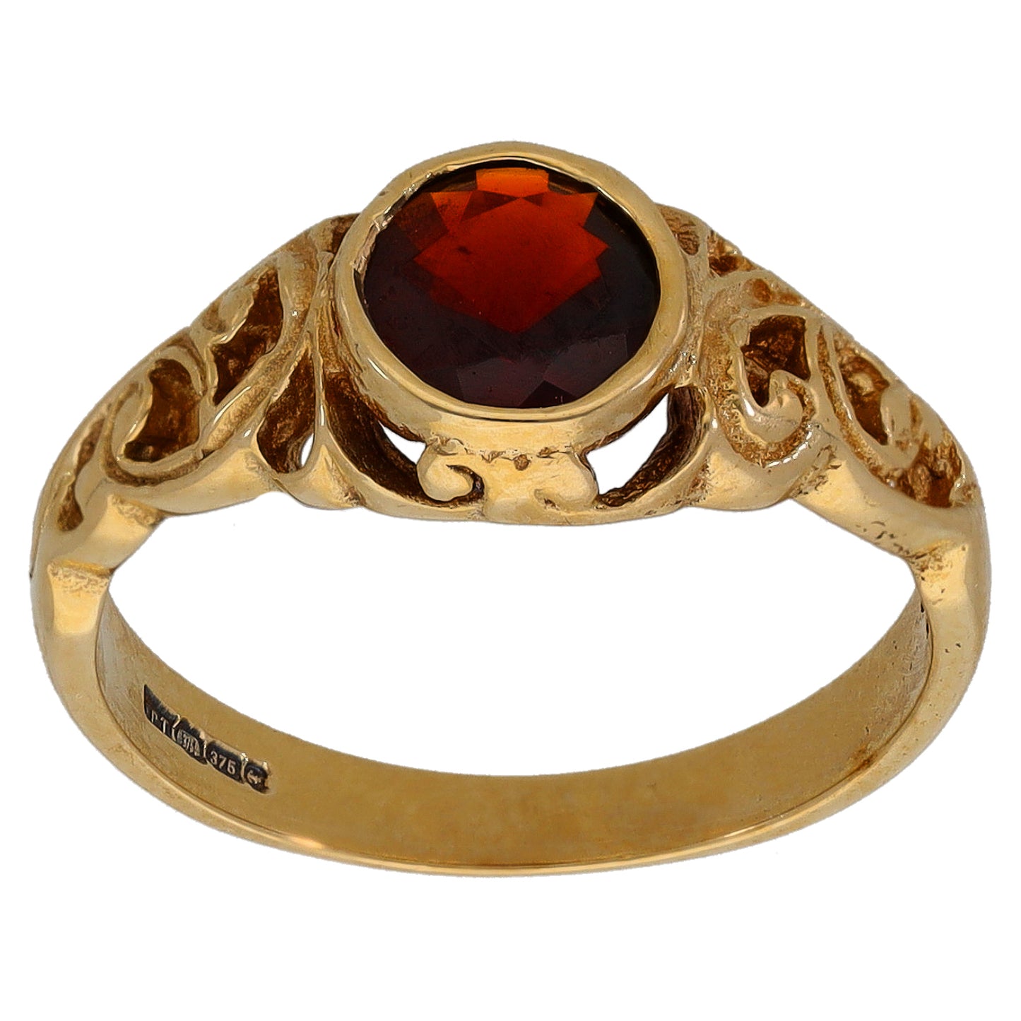 9ct Gold Garnet Single Stone Ring Size L