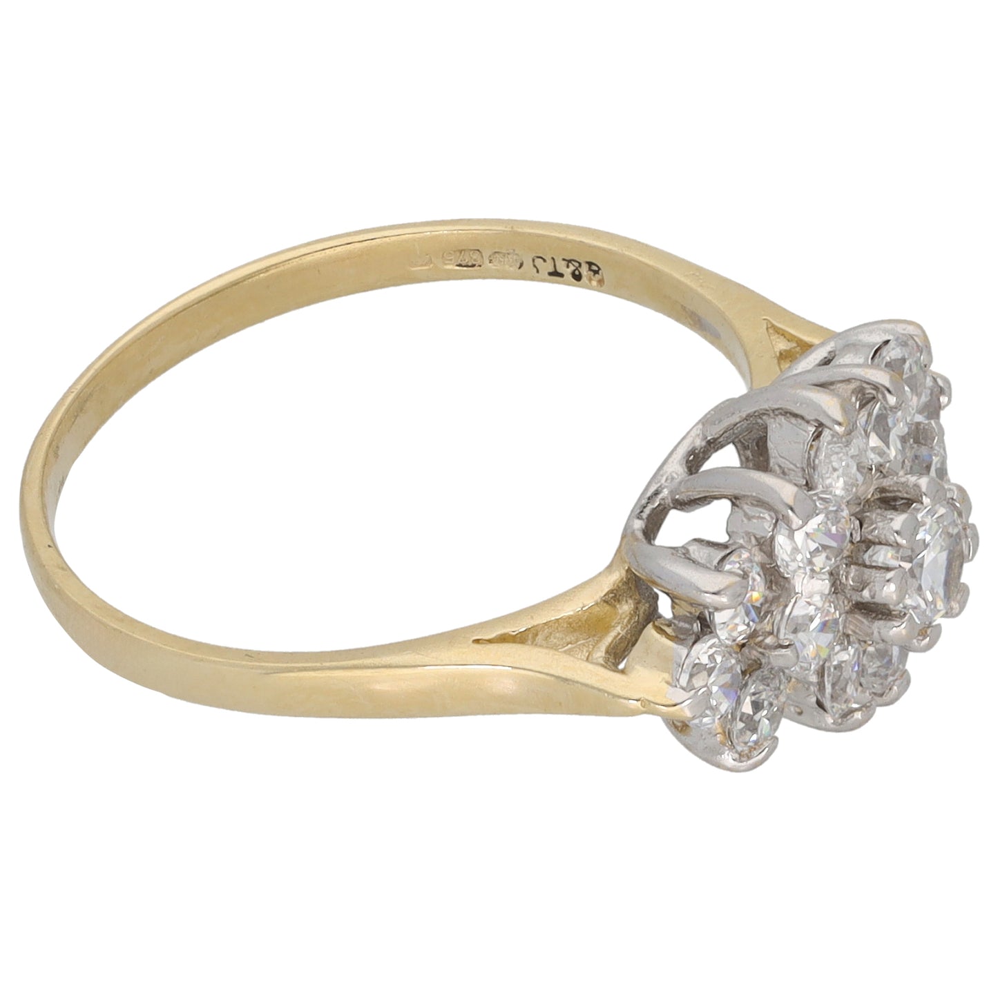 9ct Gold Cubic Zirconia Cluster Ring Size M