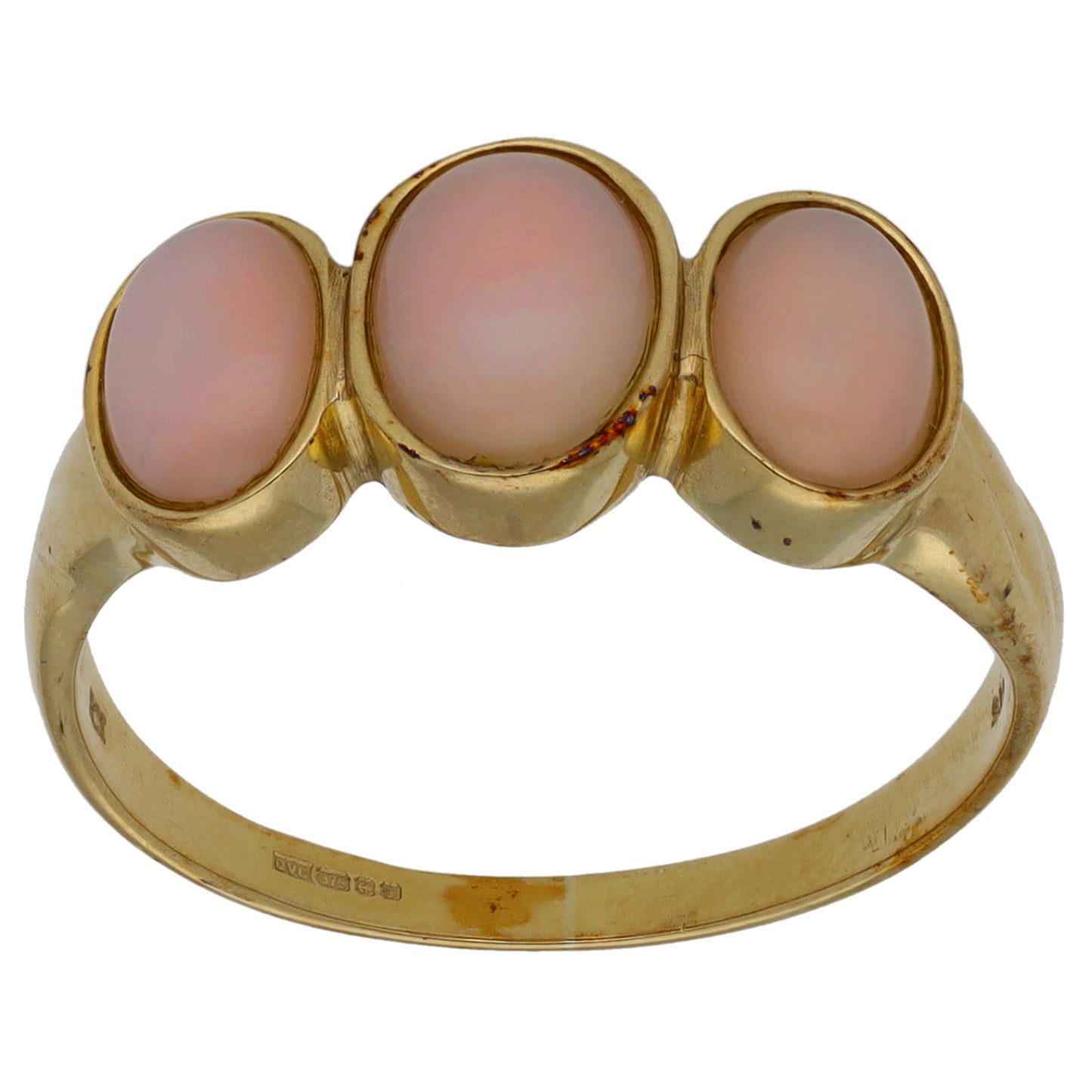 9ct Gold Opal Three Stone Ring Size T