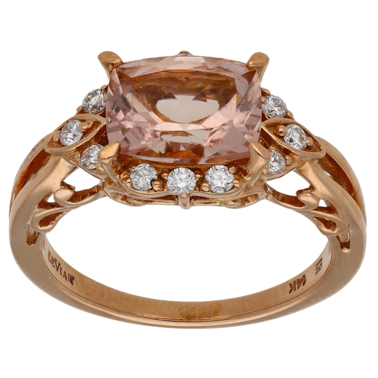 14ct Rose Gold 0.24ct Diamond & Morganite Dress/Cocktail Ring Size M