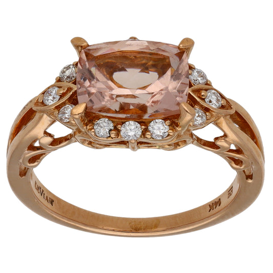 14ct Rose Gold 0.24ct Diamond & Morganite Dress/Cocktail Ring Size M