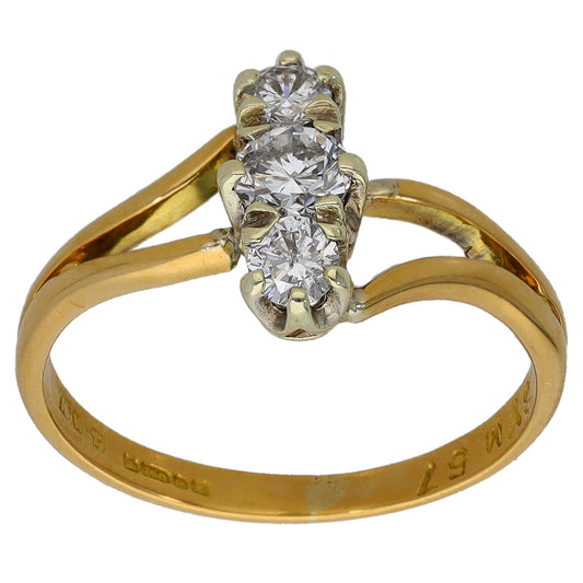 18ct Gold 0.35ct Diamond Trilogy Ring Size L