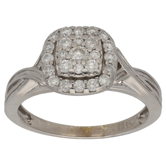 9ct White Gold 0.455ct Diamond Cluster Ring Size N