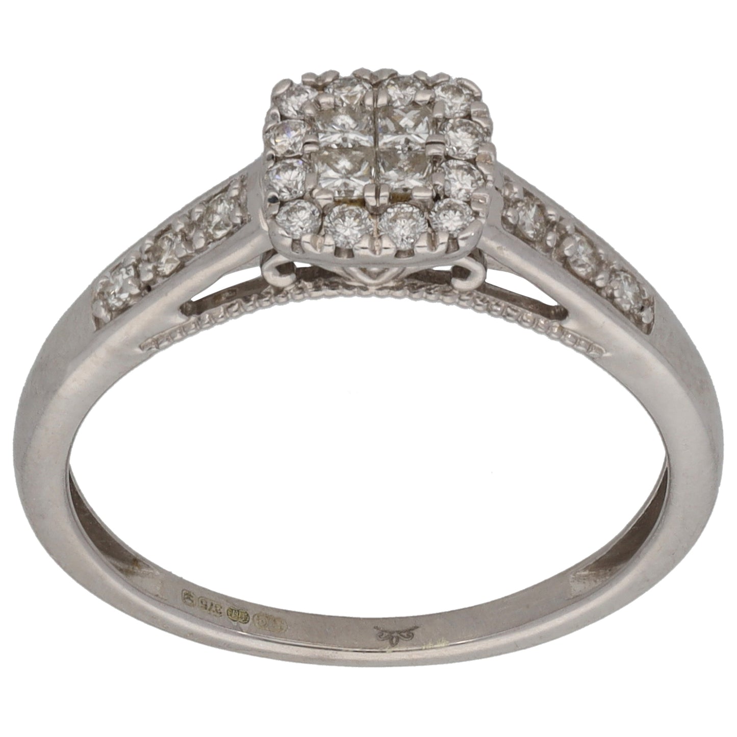 9ct White Gold 0.33ct Diamond Dress/Cocktail Ring Size N | H&T