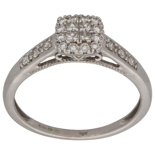 9ct White Gold 0.33ct Diamond Dress/Cocktail Ring Size N