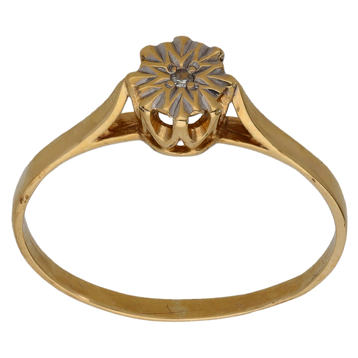 9ct Gold 0.01ct Diamond Solitaire Ring Size R