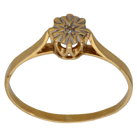 9ct Gold 0.01ct Diamond Solitaire Ring Size R