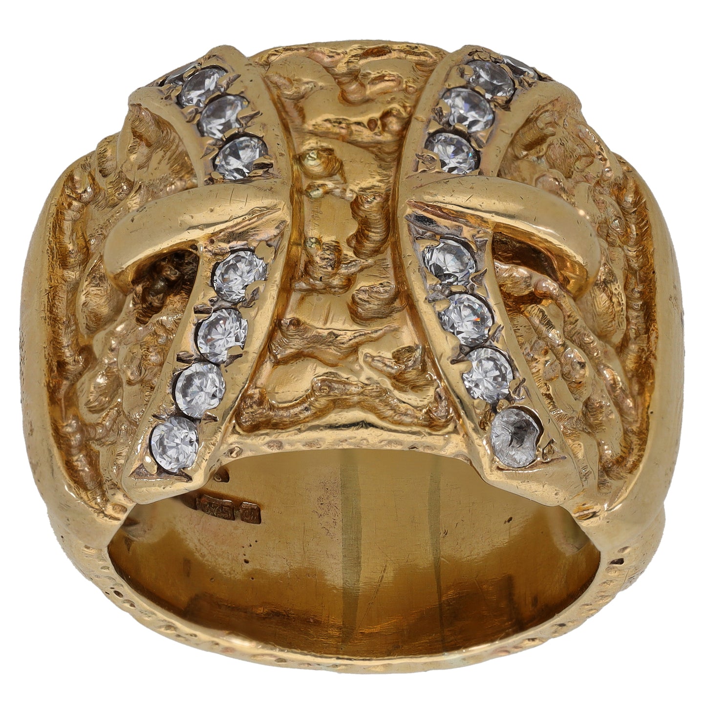 9ct Gold Cubic Zirconia Buckle Ring Size Z+7