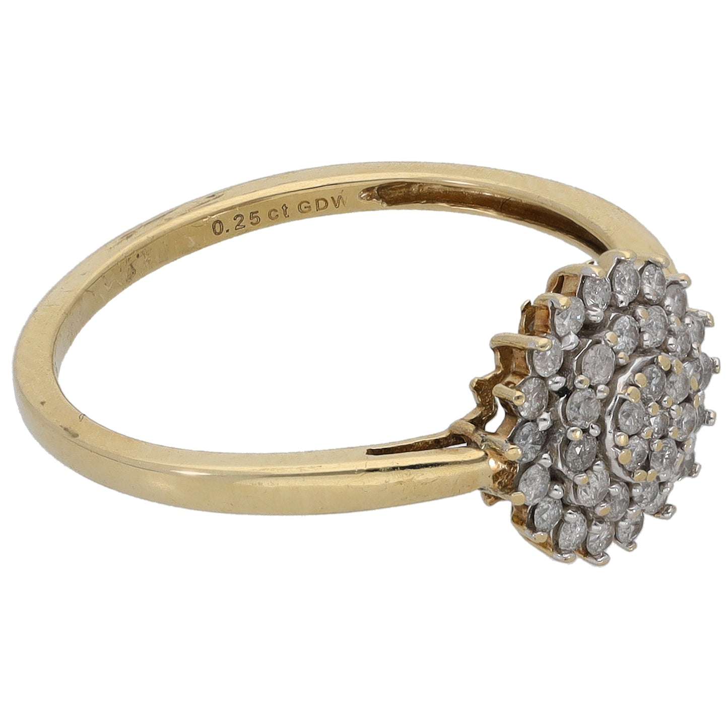 9ct Gold 0.25ct Diamond Cluster Ring Size M