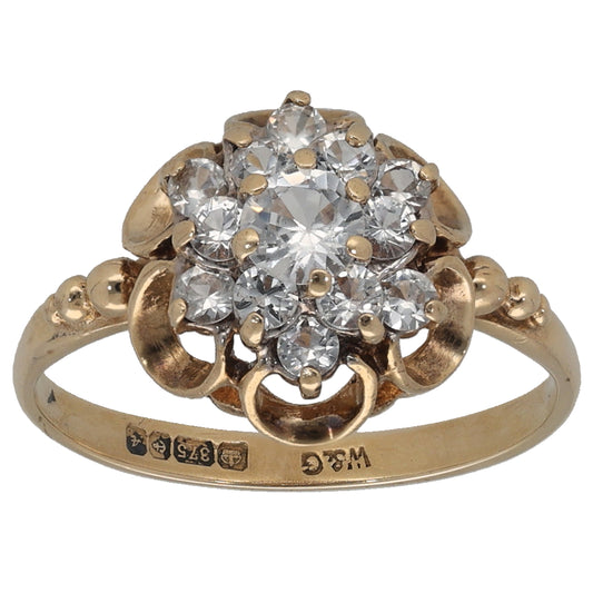 9ct Gold Cubic Zirconia Dress/Cocktail Ring Size M