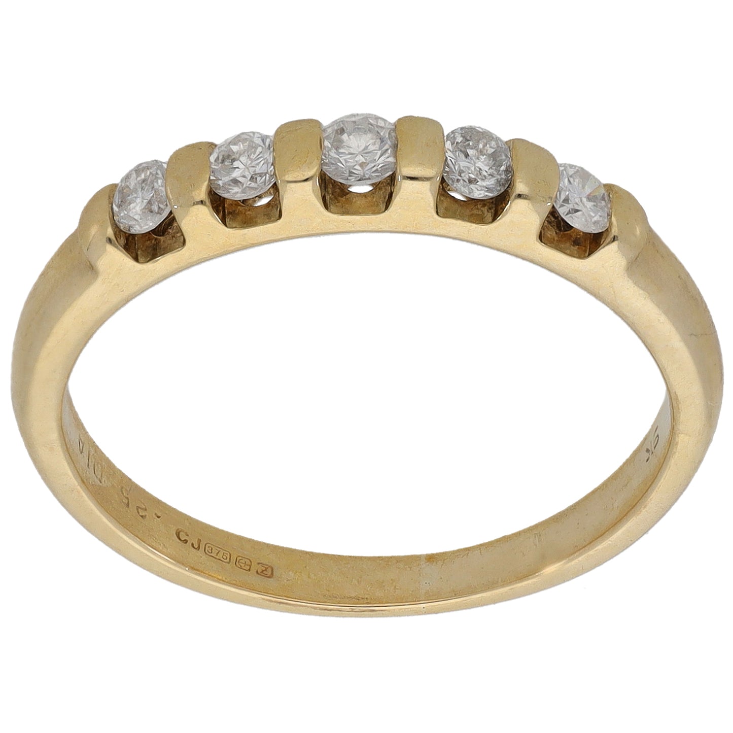 9ct Gold 0.25ct Diamond Half Eternity Ring Size M