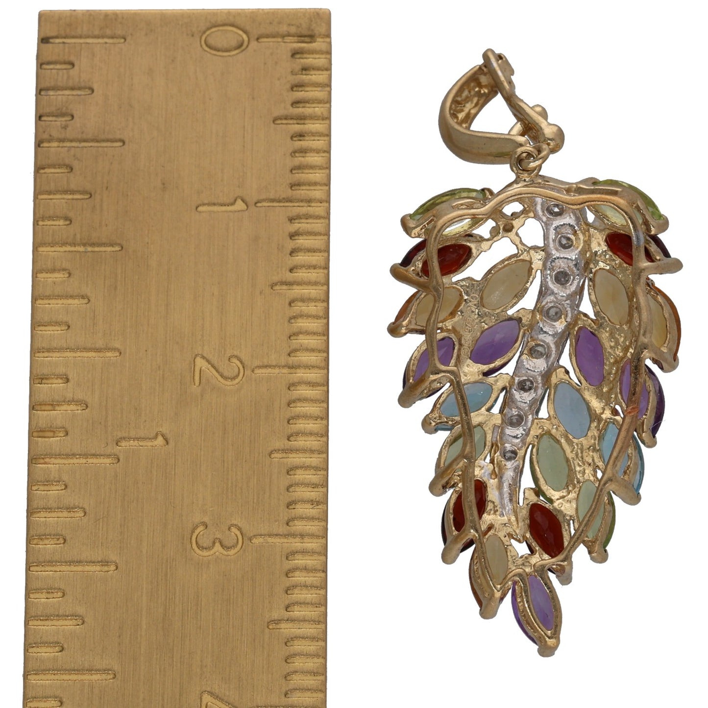 9ct Gold Peridot, Garnet, Citrine, Amethyst, Topaz & 0.04ct Diamond Dress/Cocktail Pendant