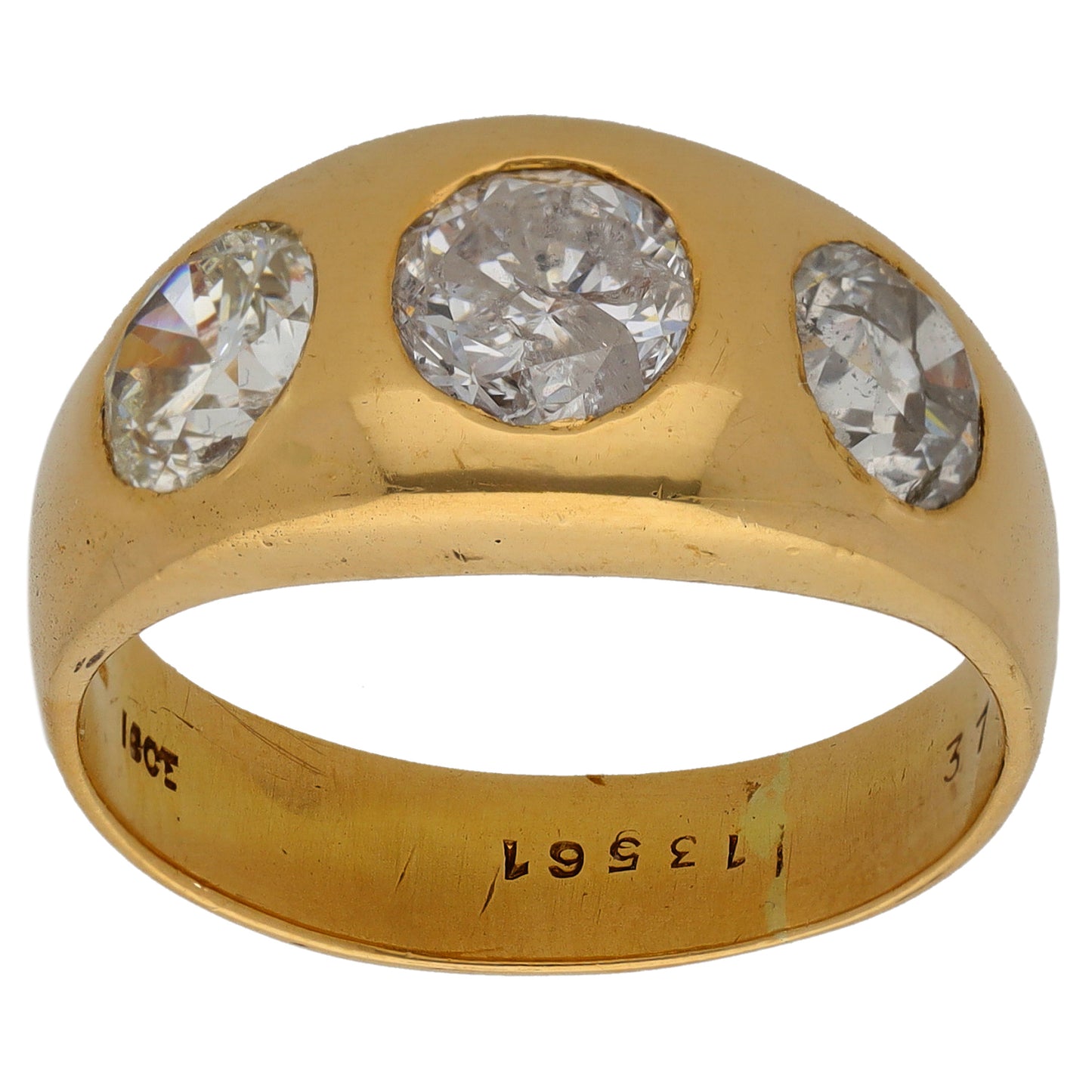 18ct Gold 3.35ct Diamond Three Stone Ring Size S