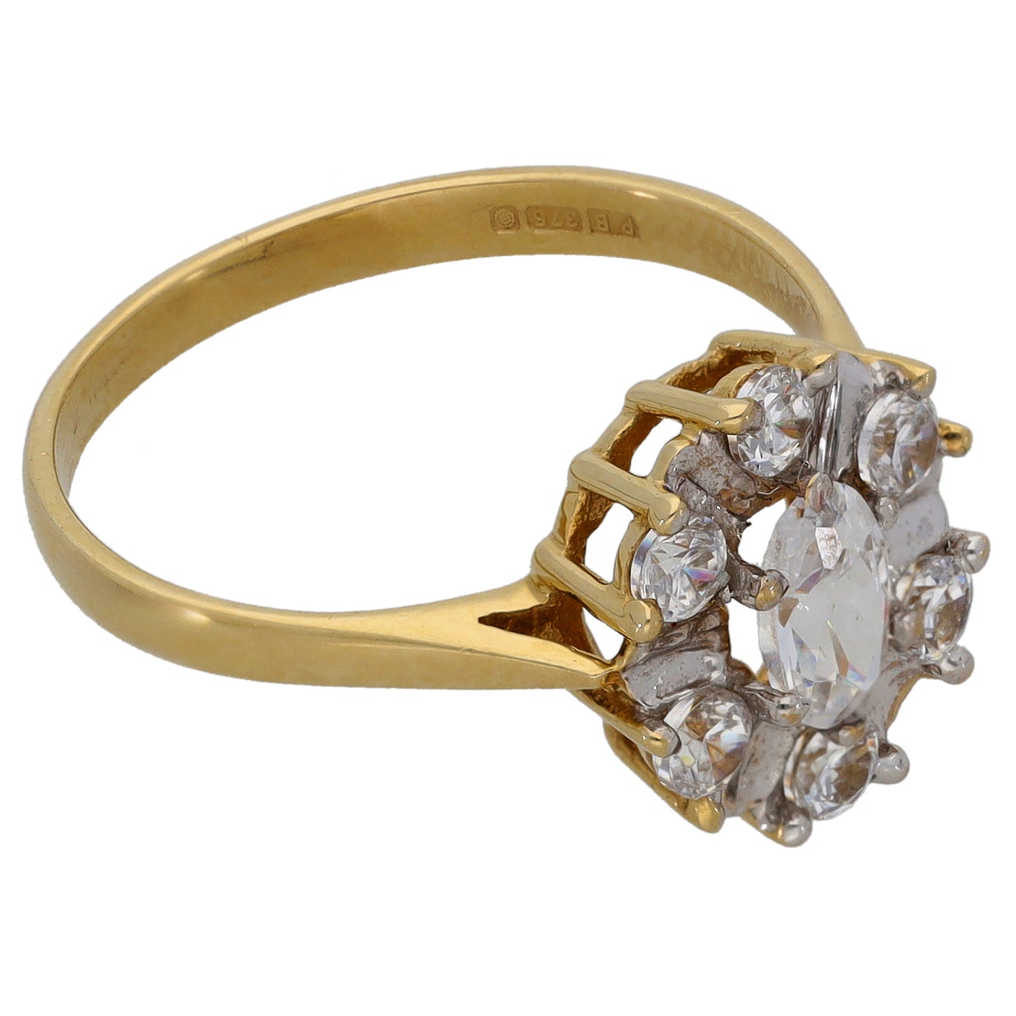 9ct Gold Cubic Zirconia Cluster Ring Size O
