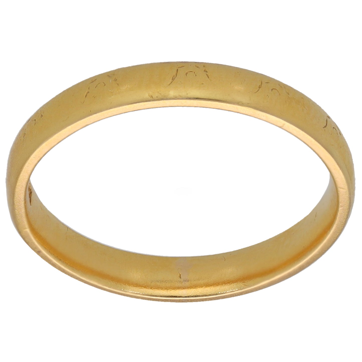 Plain 22ct gold wedding ring band, smooth finish