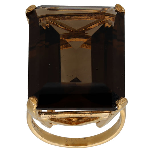 9ct Gold Smoky Quartz Single Stone Ring Size O