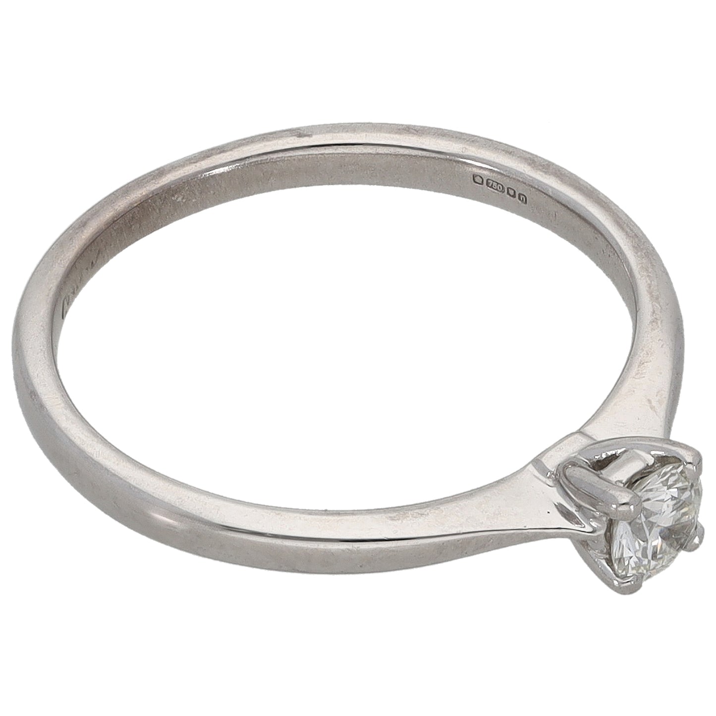 18ct White Gold 0.10ct Diamond Solitaire Ring Size K