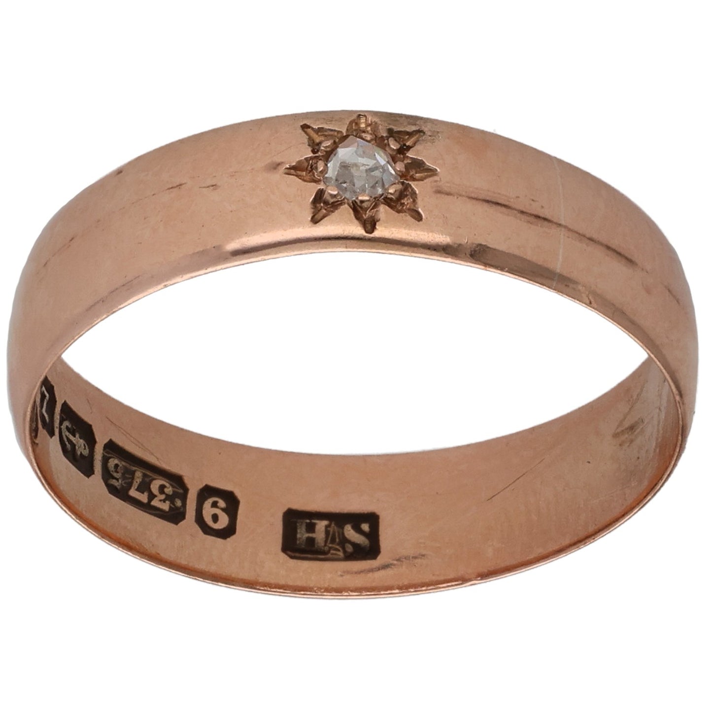 9ct Rose Gold 0.03ct Diamond Solitaire Ring Size O