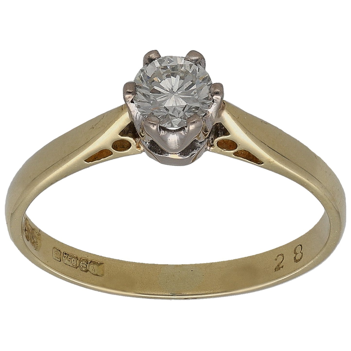 18ct Gold 0.28ct Diamond Solitaire Ring Size K