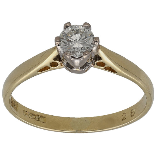 18ct Gold 0.28ct Diamond Solitaire Ring Size K