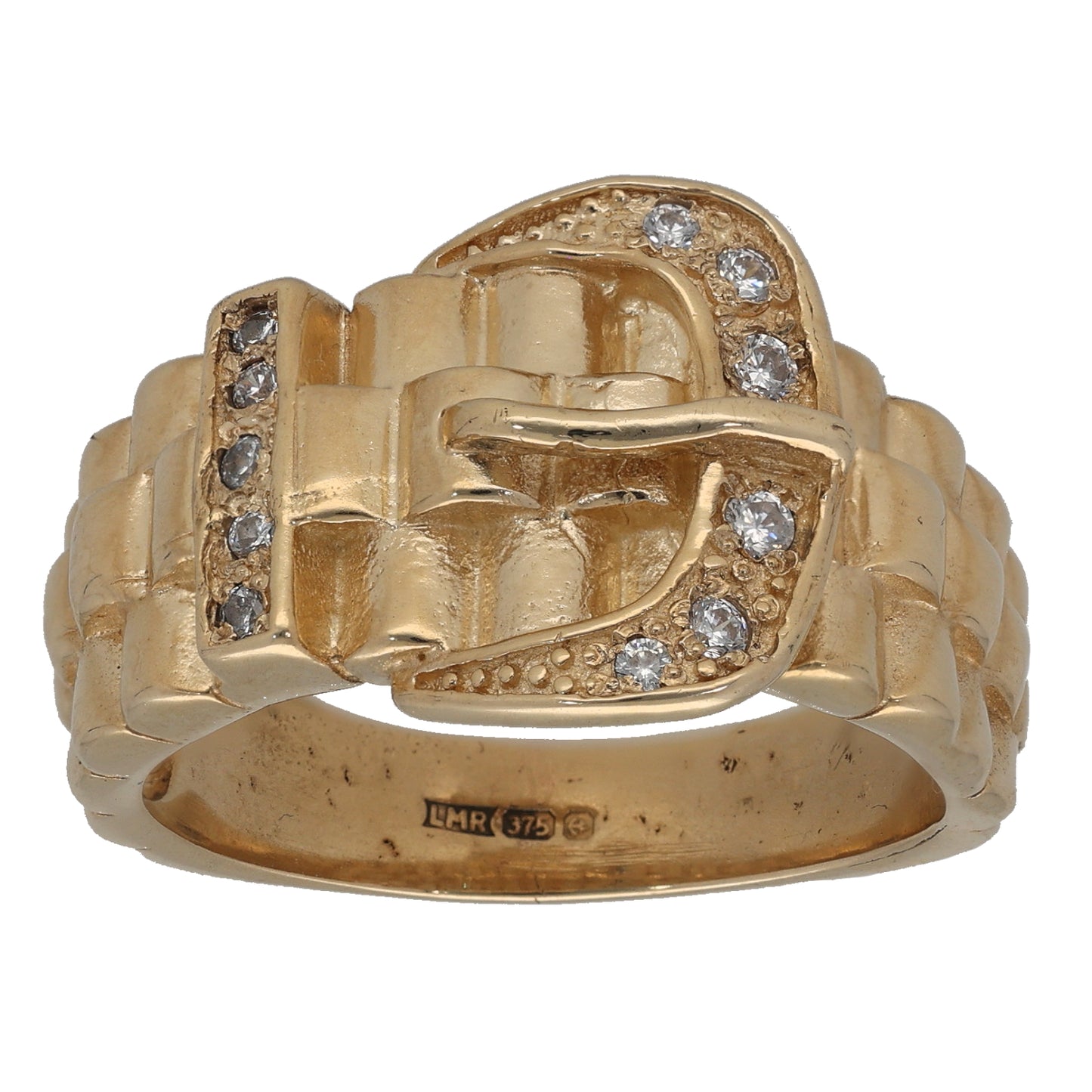 9ct Gold Cubic Zirconia Buckle Ring Size X