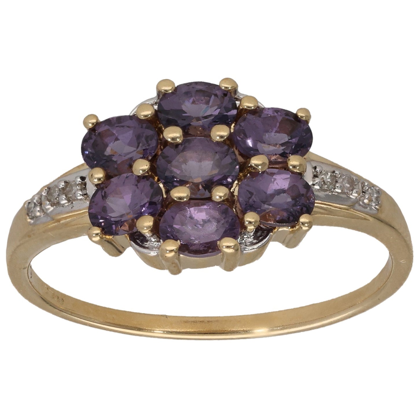 9ct Gold Spinel & 0.03ct Diamond Dress/Cocktail Ring Size S