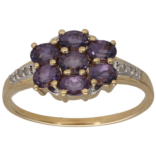 9ct Gold Spinel & 0.03ct Diamond Dress/Cocktail Ring Size S
