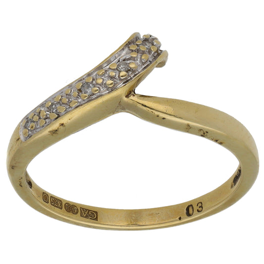 9ct Gold 0.03ct Diamond Wishbone Ring Size M