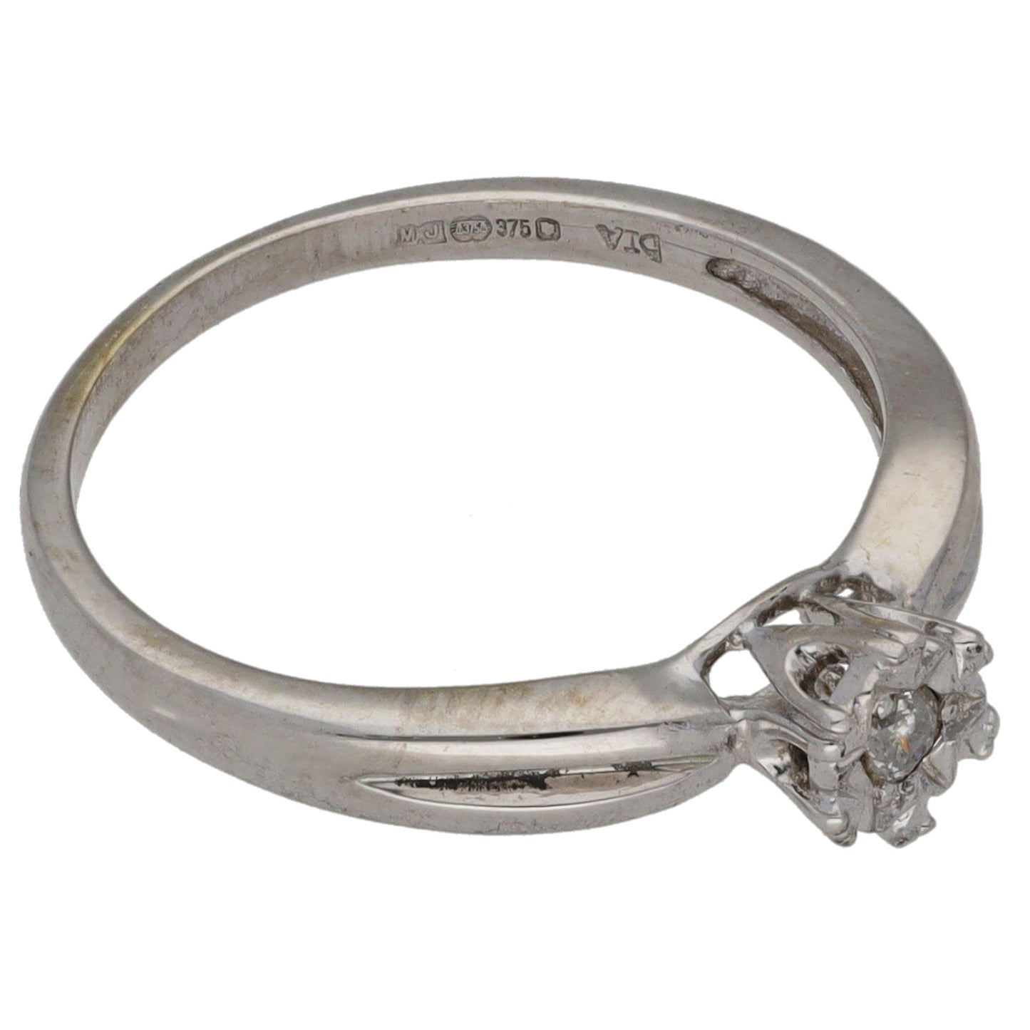 9ct White Gold 0.05ct Diamond Solitaire Ring Size M
