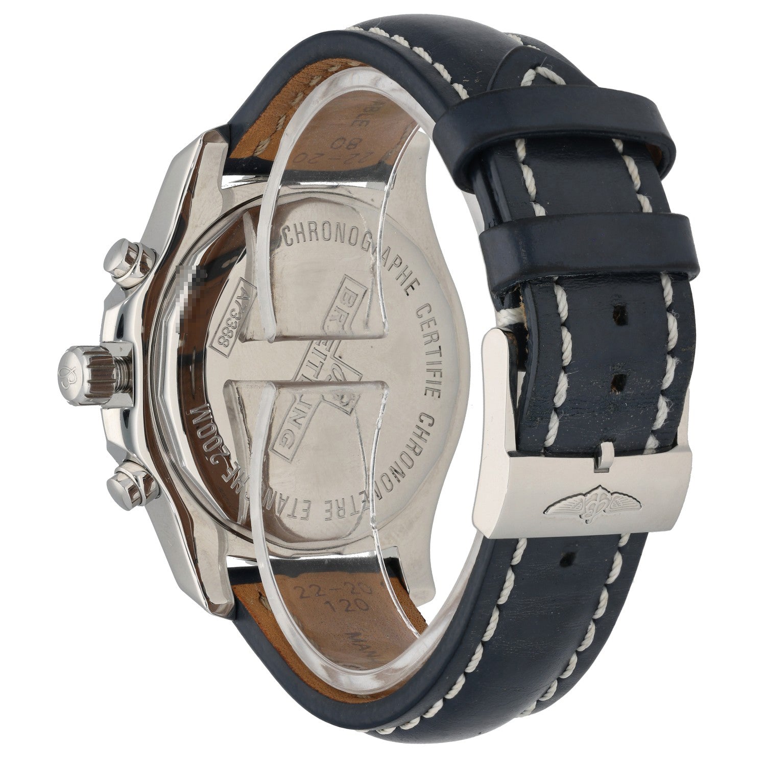 Breitling Colt Chronograph A73388, blue leather bracelet, blue dial with sub dials