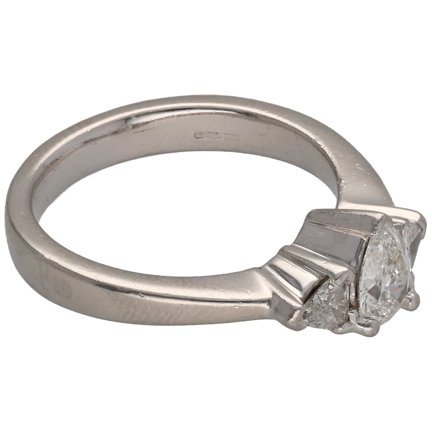 Platinum 0.80ct Diamond Trilogy Ring Size O