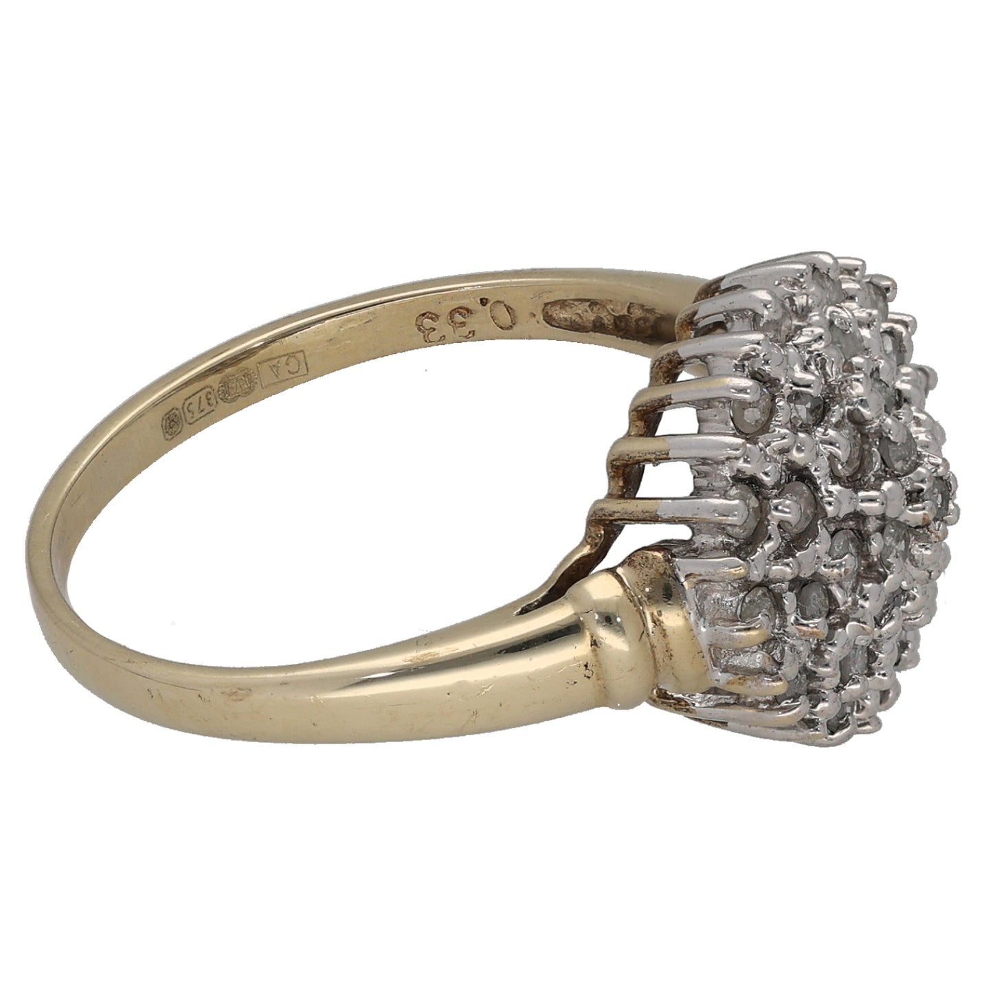 9ct Gold 0.33ct Diamond Cluster Ring Size Q