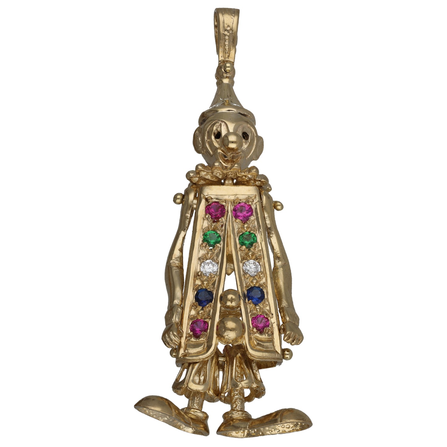 9ct Gold Imitation Gems Clown Pendant