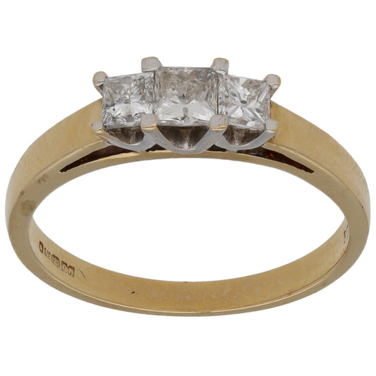 9ct Gold 0.50ct Diamond Trilogy Ring Size L