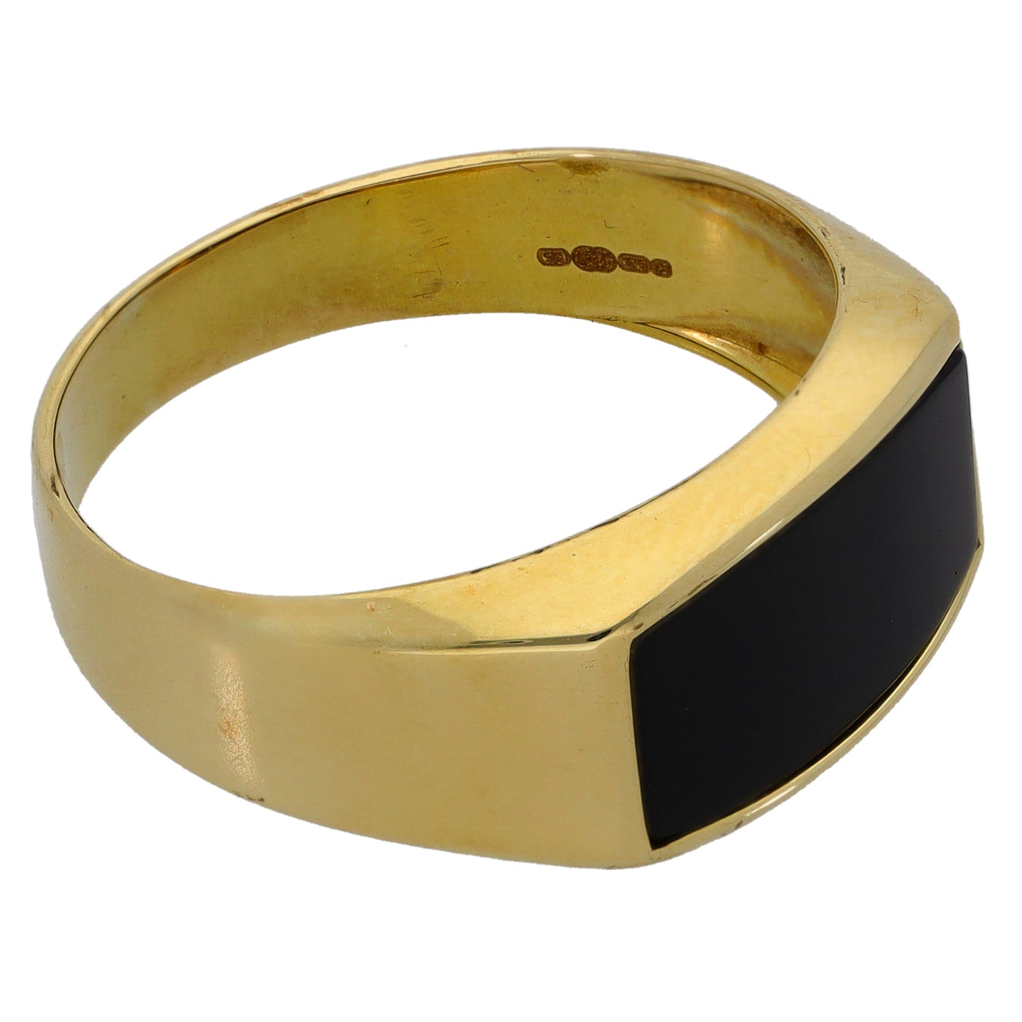 9ct Gold Onyx Single Stone Signet Ring Size U