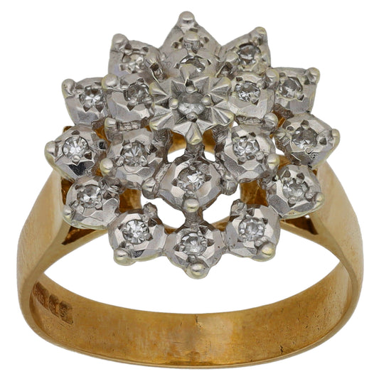 9ct Gold 0.095ct Diamond Cluster Ring Size N
