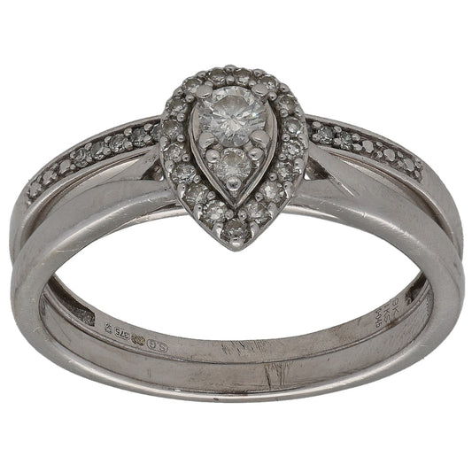 9ct White Gold 0.25ct Diamond Ring Set Size P