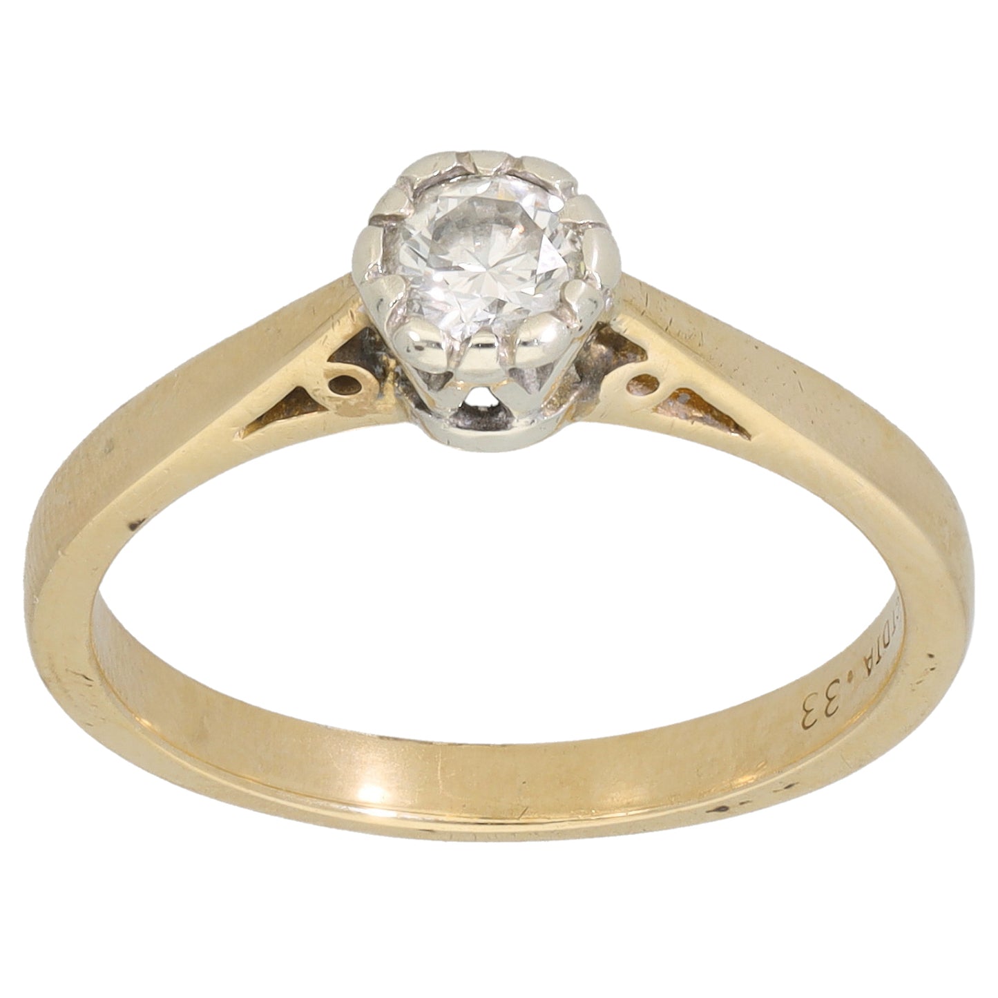 9ct Gold 0.33ct Diamond Solitaire Ring Size P