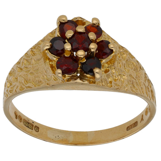 9ct Gold Garnet Dress/Cocktail Ring Size P