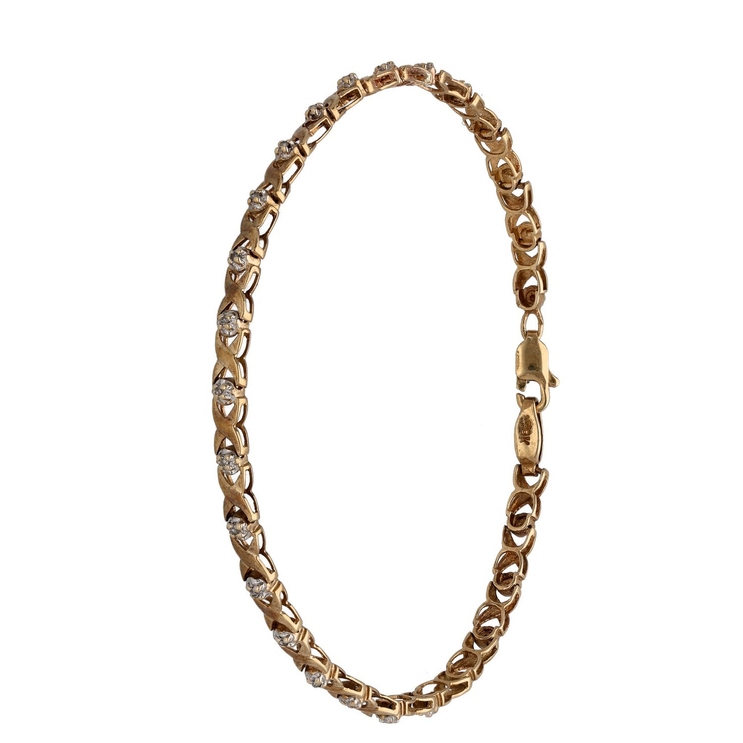 9ct Gold 0.06ct Diamond Fancy Stone Set Bracelet