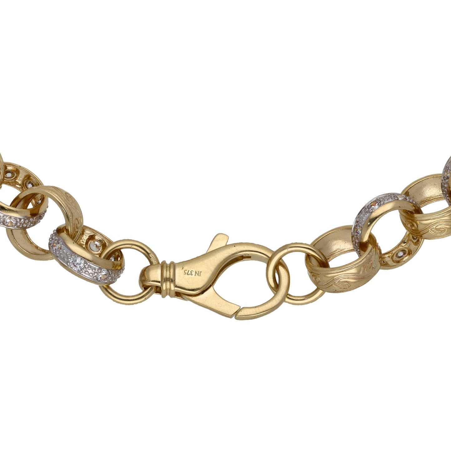 9ct Gold Cubic Zirconia Belcher Chain 24"