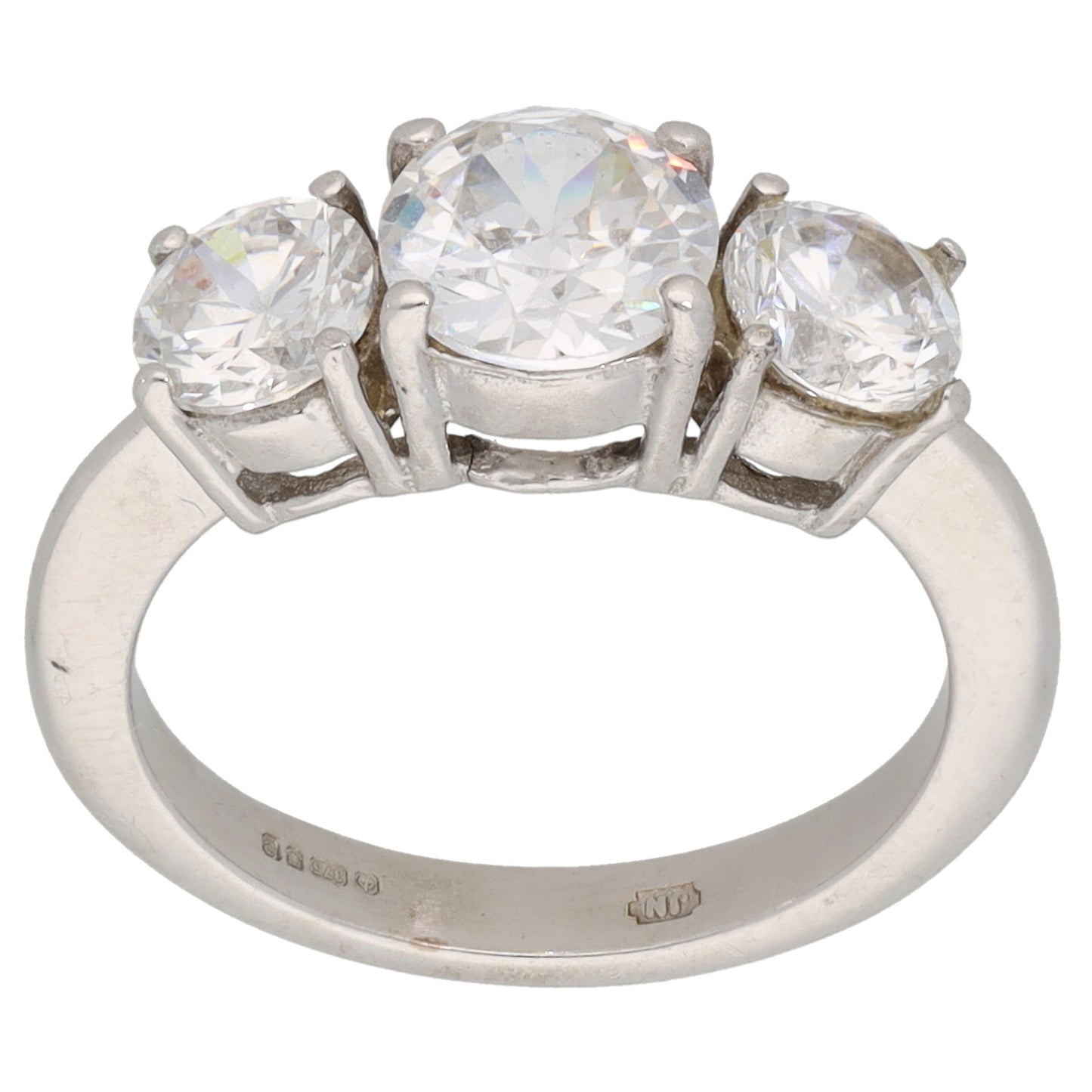 9ct White Gold Cubic Zirconia Trilogy Ring Size K